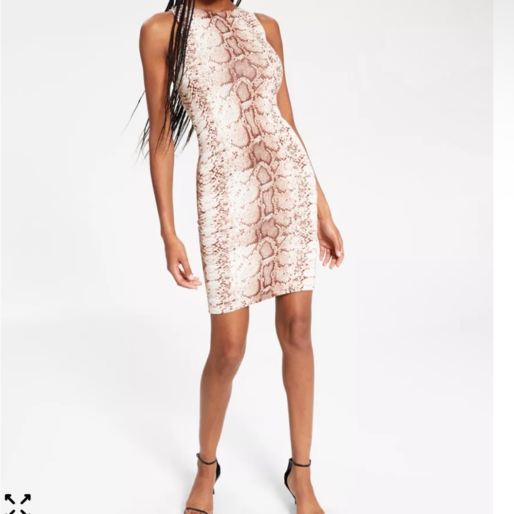 Bar III Snake Print Midi Dress - Brown and Cream